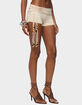 EDIKTED Thia Ruched Bead Foldover Shorts image number 2