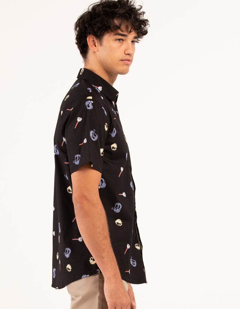 RSQ Mens Ditsy Skull Button Up Shirt image number 1