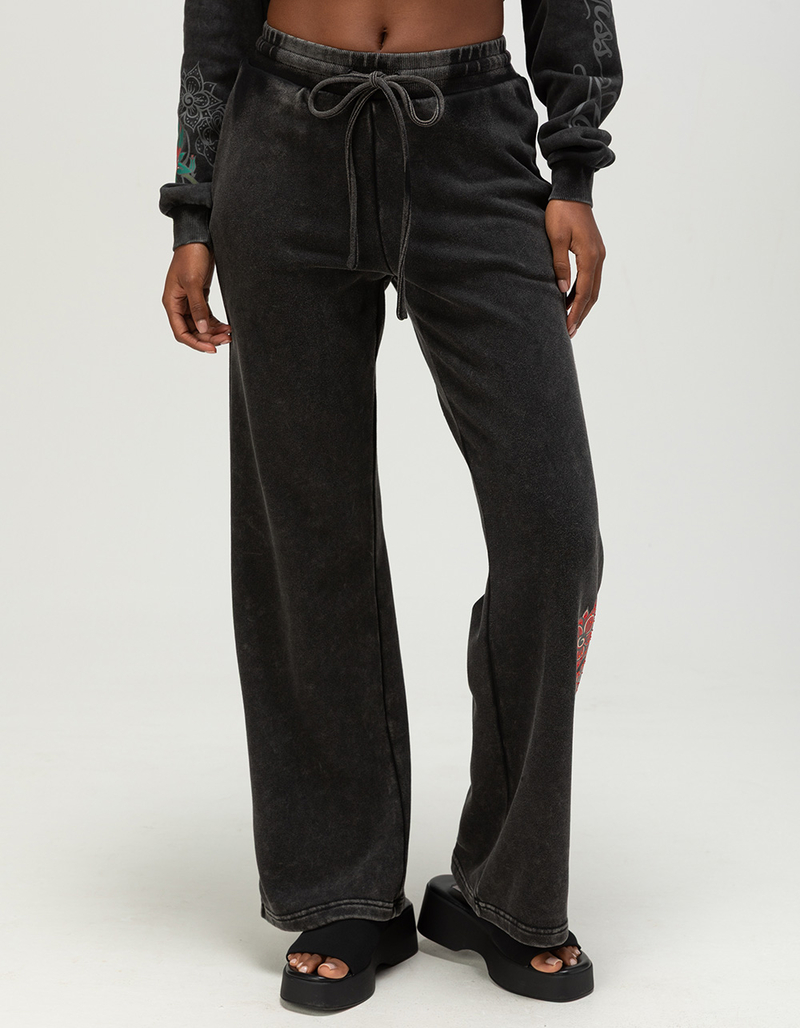 MISS ME Tattoo Womens Rhinestone Bootcut Sweatpants image number 3