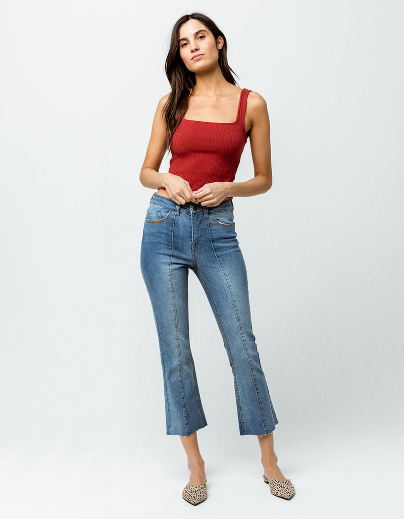 SKY AND SPARROW Seamed Crop Womens Flare Jeans image number 3