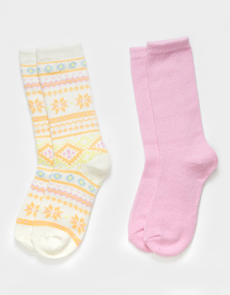 FULL TILT Cozy Fair Isle Bright 2 Pack Womens Socks image number 0