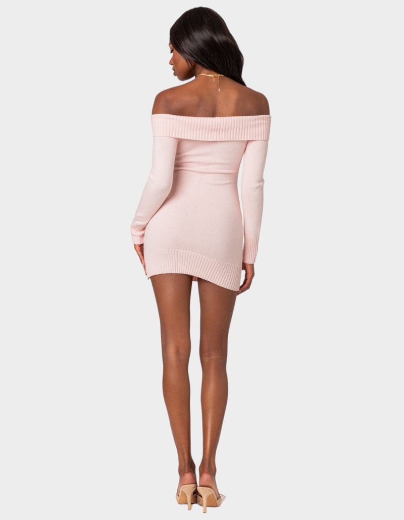 EDIKTED Criss Cross Knit Mini Dress LIGHT PINK Tillys