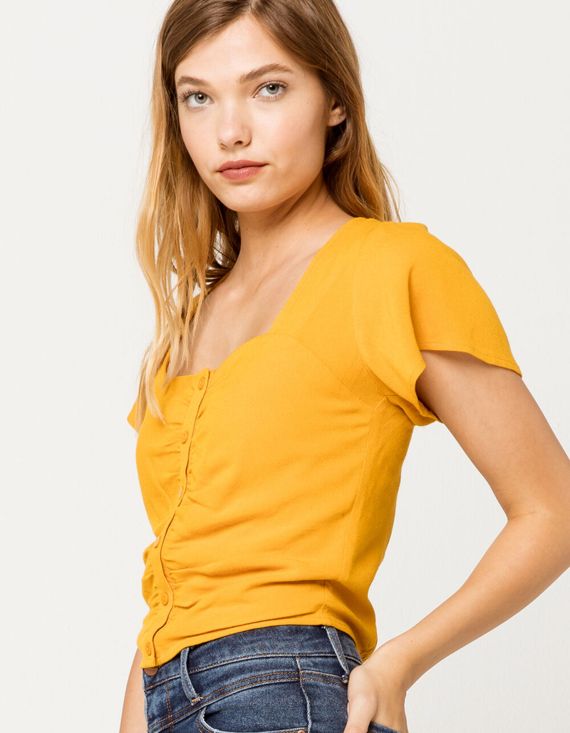 SKY AND SPARROW Square Neck Button Womens Top image number 1