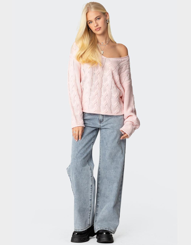 EDIKTED Inga Oversized Cable Knit Sweater image number 2