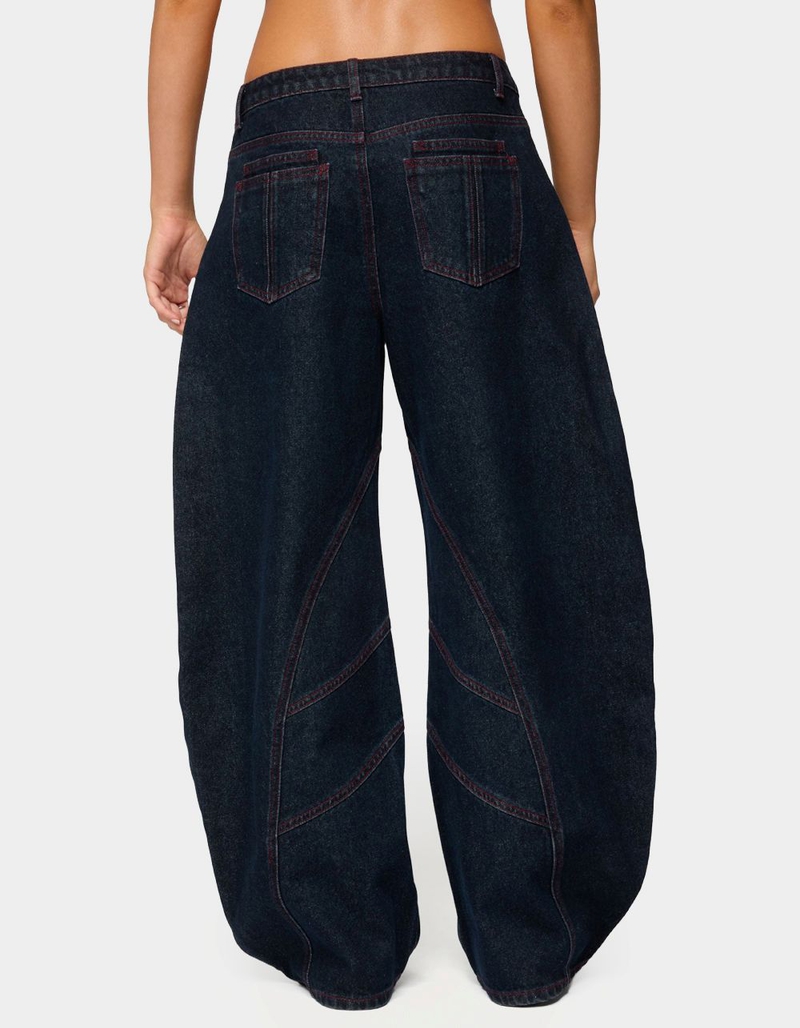 EDIKTED Double Pocket Low Rise Barrel Leg Jeans image number 2