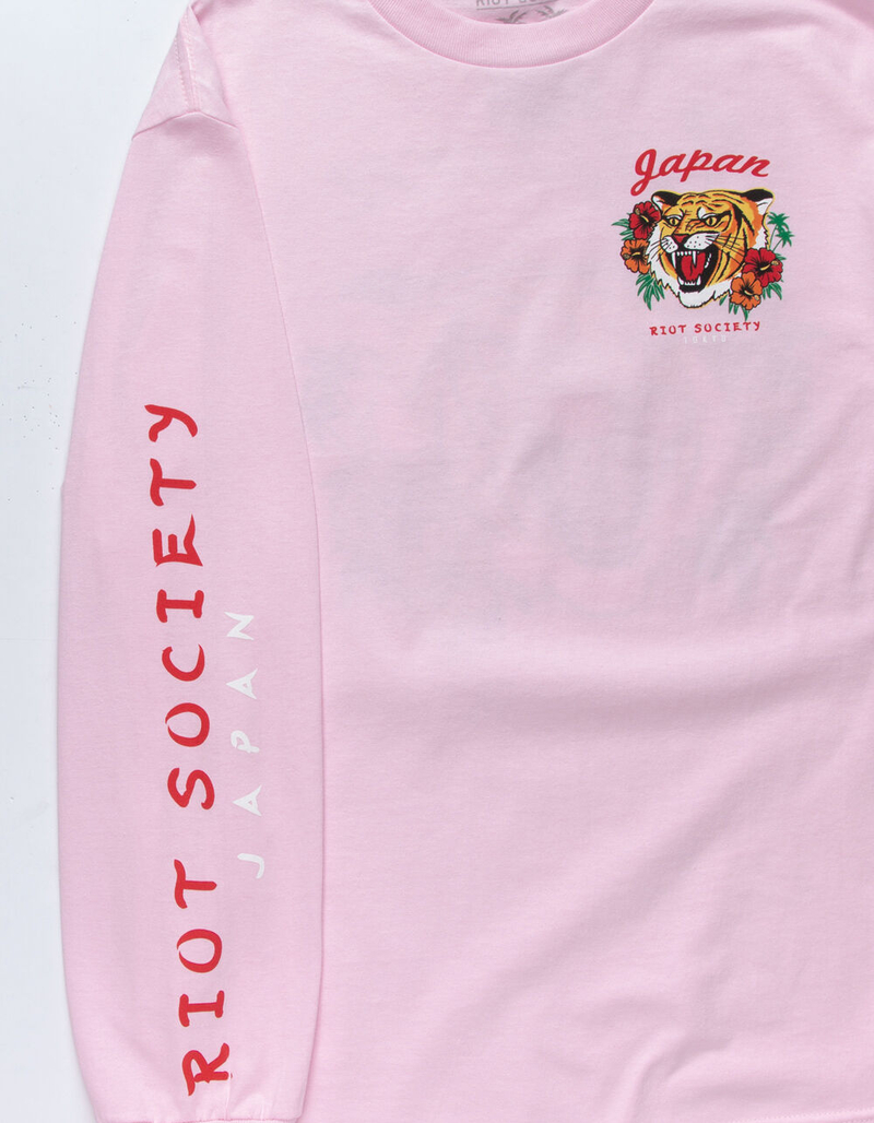 RIOT SOCIETY Tiger Aloha Pink Mens T-Shirt image number 1