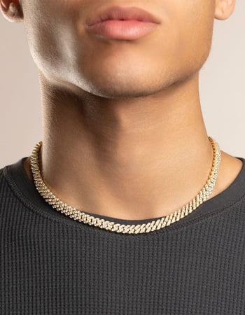 THE GOLD GODS Diamond Straight Edge Cuban Link Chain 8mm Alternative Image