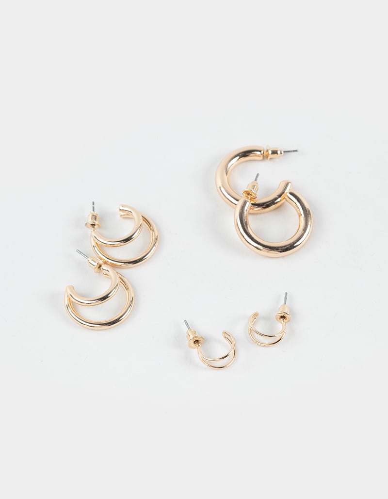 FULL TILT 3 Pack Double Row Hoop Earrings image number 0