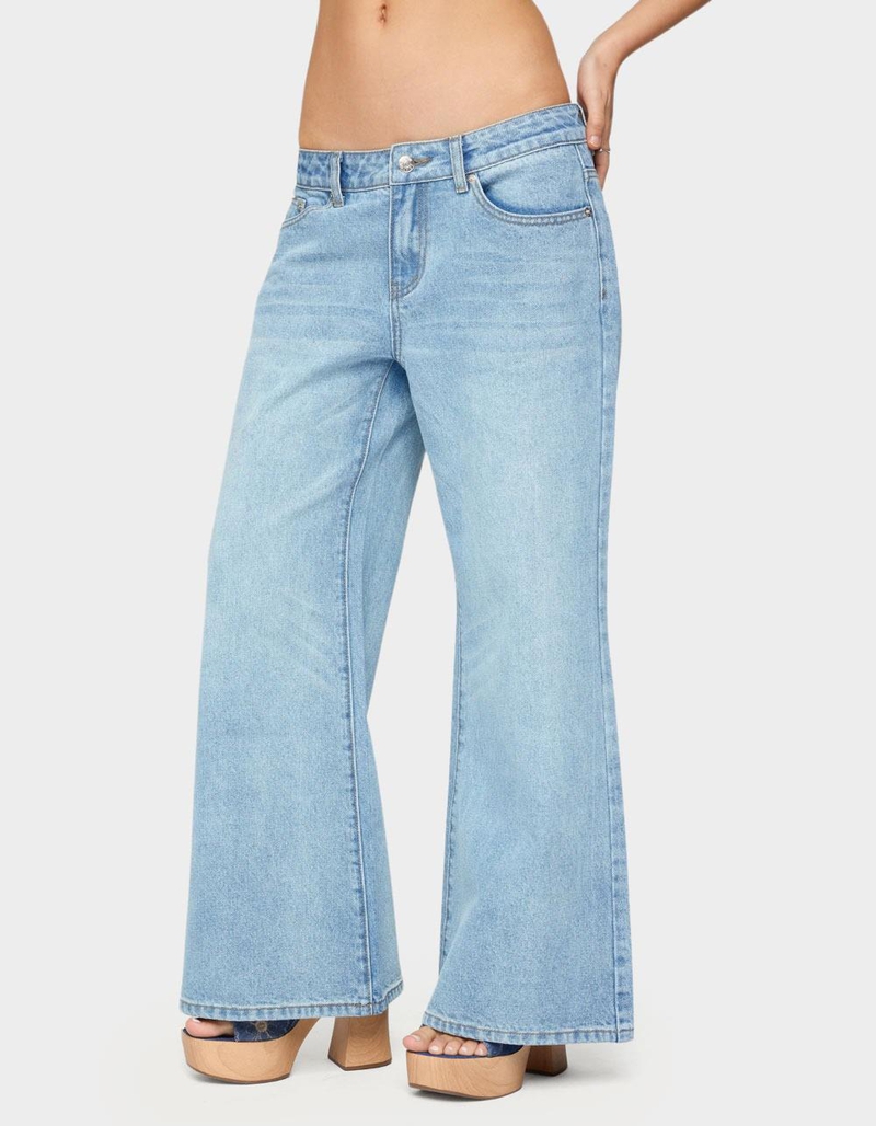 EDIKTED Petite Low Rise Wide Leg Jeans image number 1