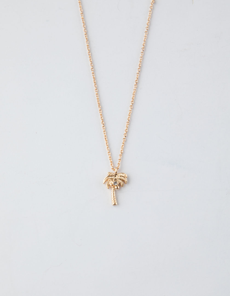FULL TILT Palm Tree Gold Dainty Necklace image number 0