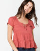 IVY & MAIN Solid Tier Womens Rust Babydoll Top image number 1