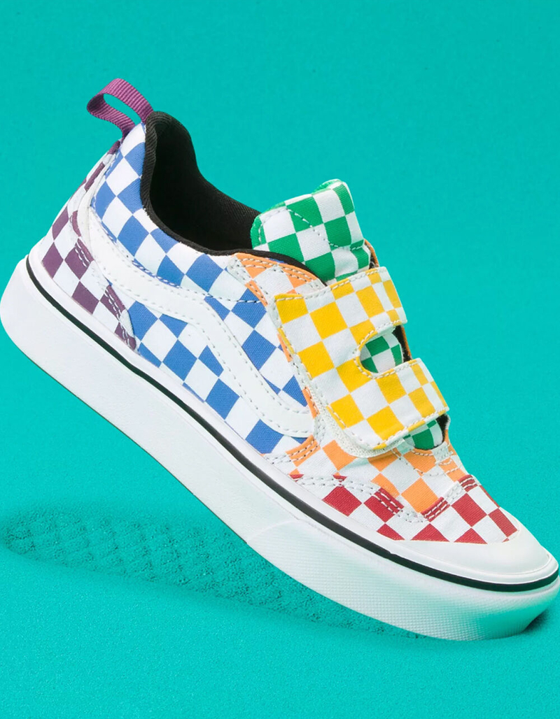 VANS Checkerboard ComfyCush New Skool Velcro Girls Shoes image number 0