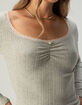 RSQ Womens Lace Trim Texture Long Sleeve Top image number 5
