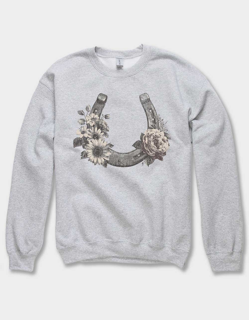 FLORAL Horseshoe Flowers Unisex Crewneck Sweatshirt image number 0