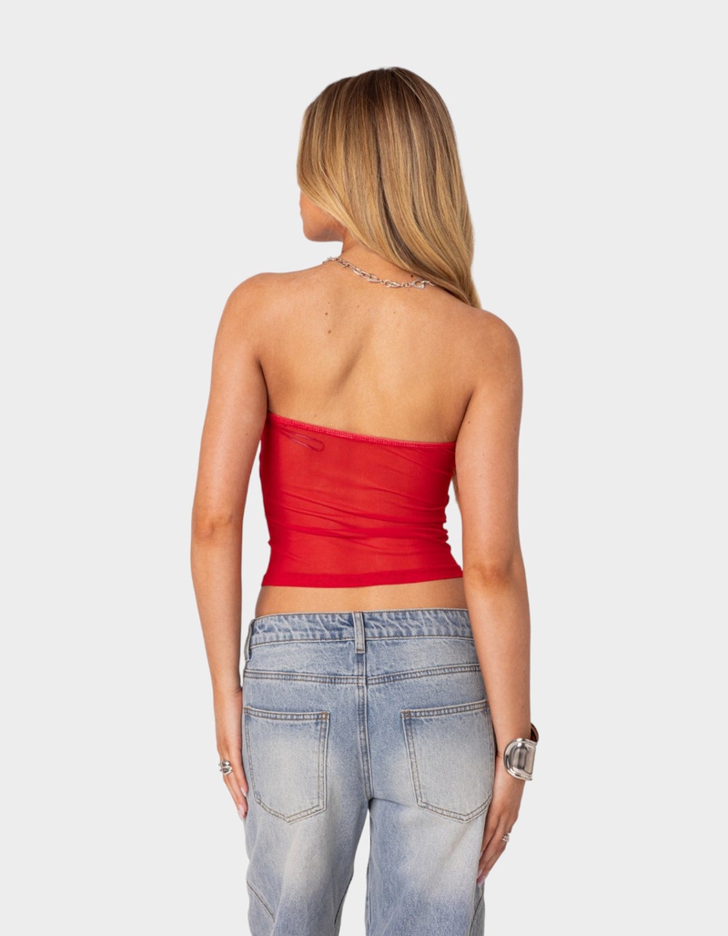 EDIKTED Celestia Sheer Mesh Tube Top image number 4