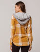 VANILLA STAR Hooded Mustard Womens Flannel Shirt image number 2