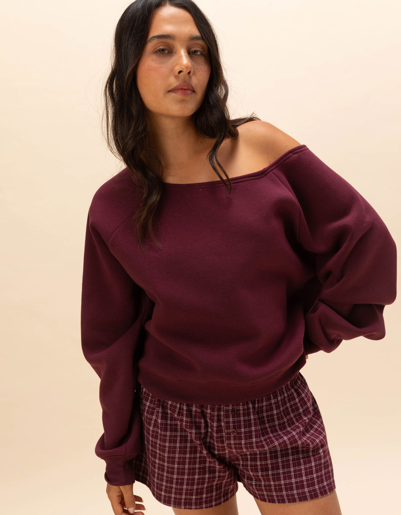 TILLYS Off The Shoulder Womens Sweatshirt image number 0