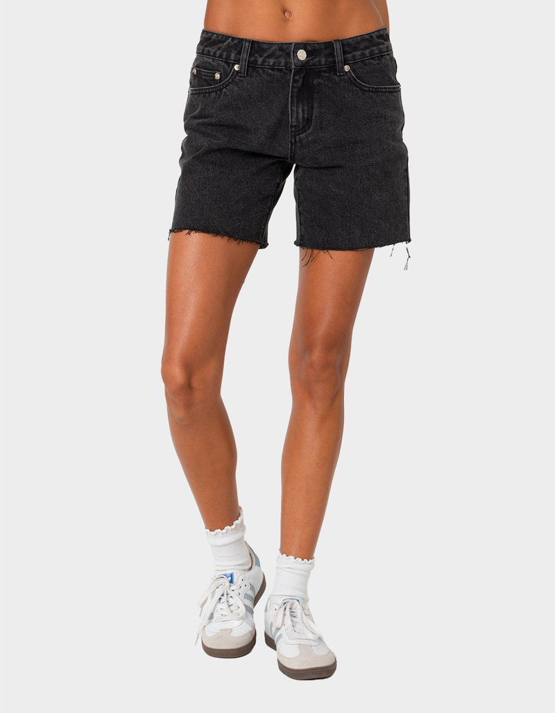 EDIKTED Tomboy Low Rise Denim Shorts image number 0