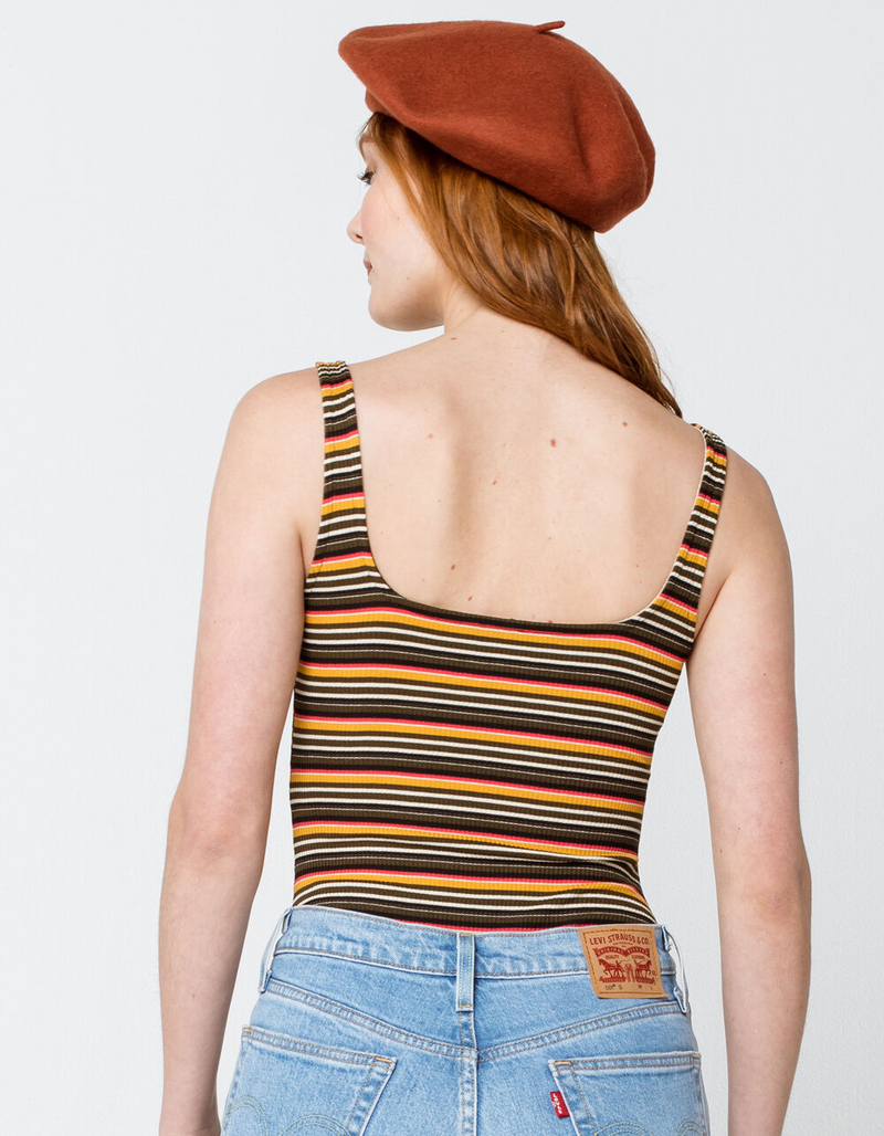 SKY AND SPARROW Stripe Cinch Womens Bodysuit image number 2