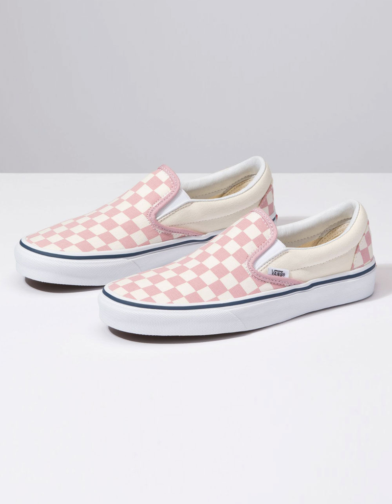VANS Checkerboard Classic Slip-On Zephyr Pink Womens Shoes image number 1