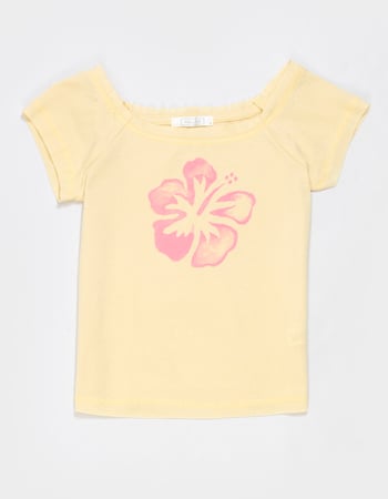 FULL TILT Hibiscus Girls Off The Shoulder Tee Primary Image