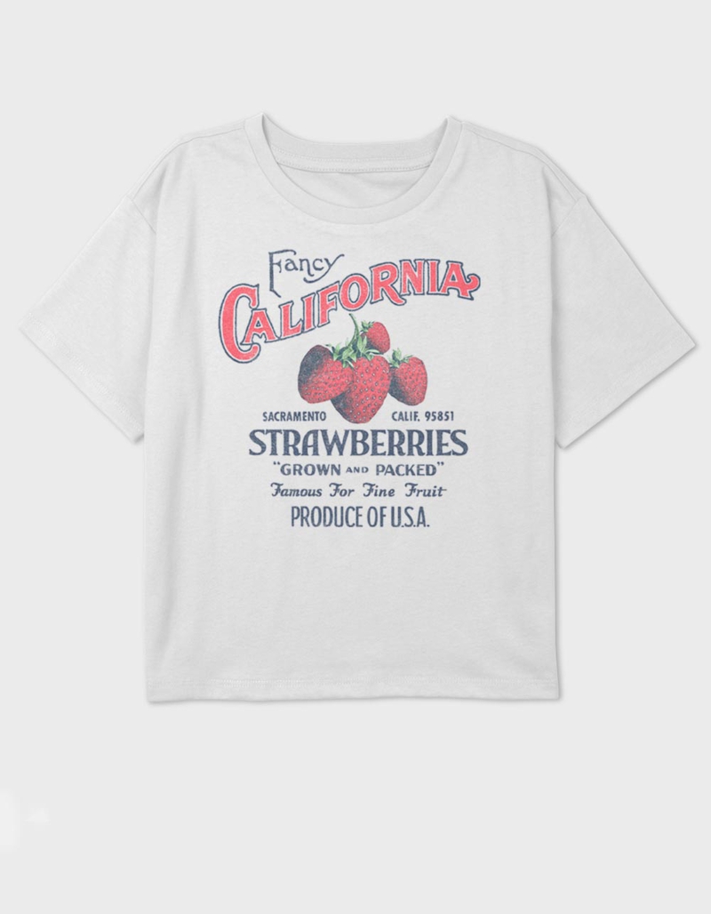 CALIFORNIA Fancy Strawberries Girls Crop Tee image number 0