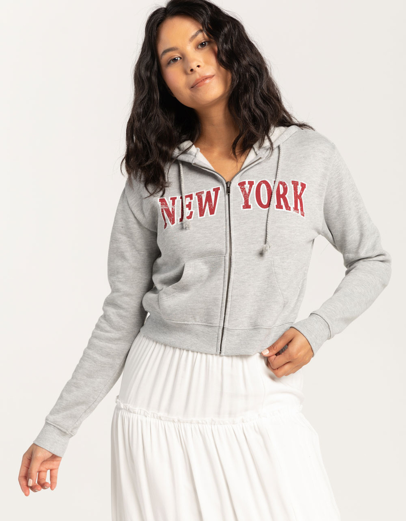RSQ Womens New York Crop Zip-Up Hoodie image number 0