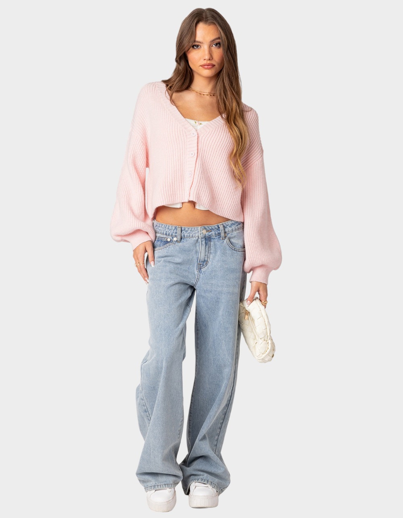 EDIKTED Sabrina Chunky Knit  Womens Cropped Cardigan image number 1
