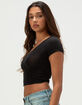 HEART & HIPS Womens V-Neck Crop Tee image number 3