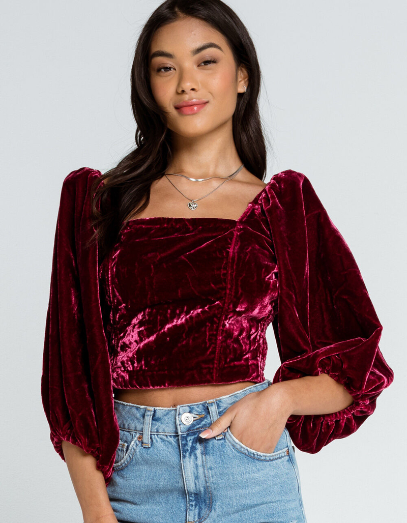 FREE PEOPLE Velvet Open Back Womens Top image number 0