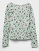 FULL TILT Textured Floral Square Neck Girls Long Sleeve Top image number 2