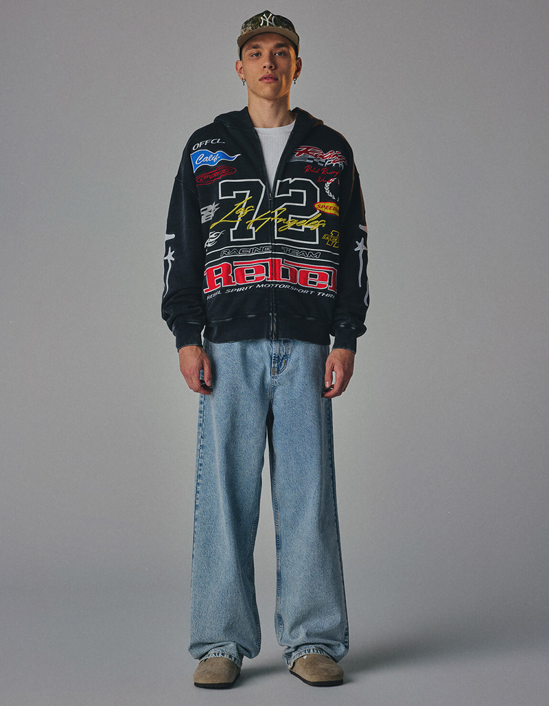 RSQ Mens Moto Oversized Zip-Up Hoodie image number 4