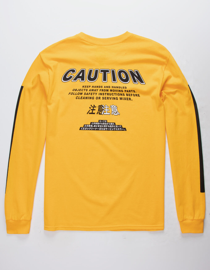 NEON RIOT Caution Kanji Gold Mens T-Shirt image number 0