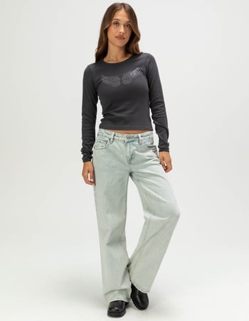 FULL TILT Rhinestone Wing Womens Long Sleeve Top Alternative Image