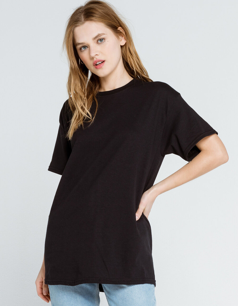 FULL TILT Solid Womens Black Oversized Tee image number 0