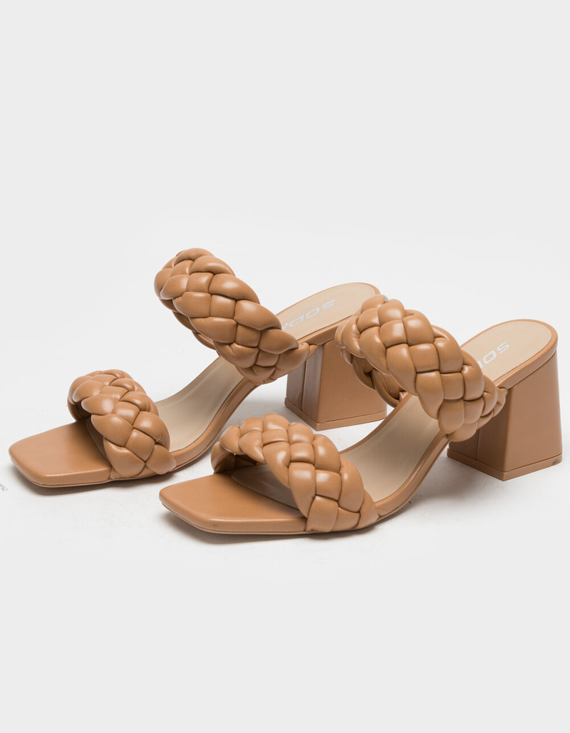SODA Braided Womens Camel Block Heel Mules image number 0