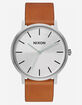 NIXON Daily Driver Porter Leather Silver & Tan Watch image number 1