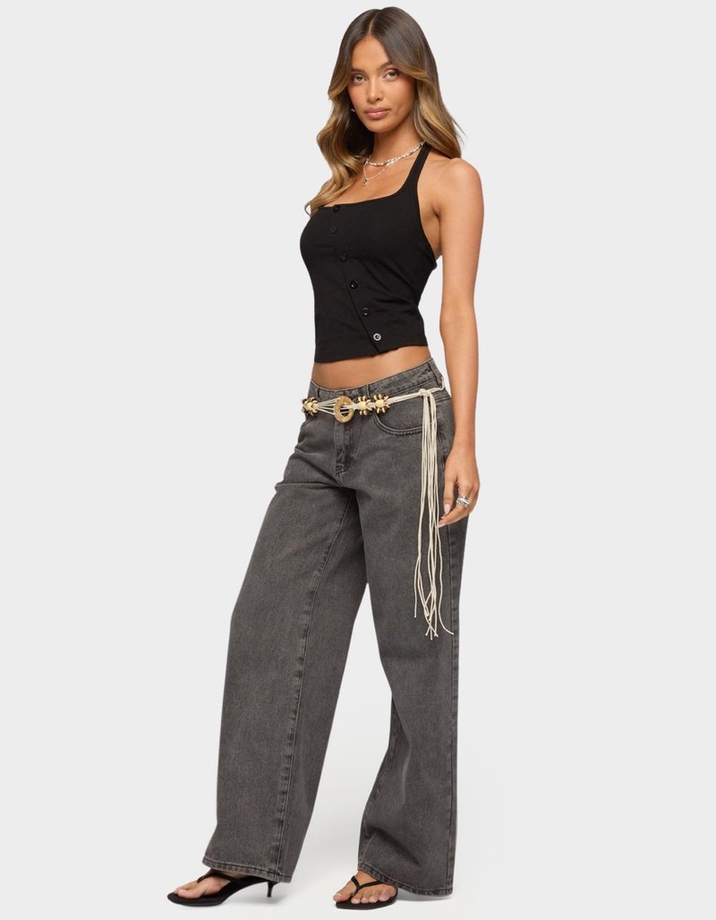 EDIKTED Asymmetric Button Up Halter Top image number 3