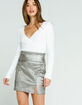 FREE PEOPLE Holding Onto A Dream Coated Silver Mini Skirt image number 1