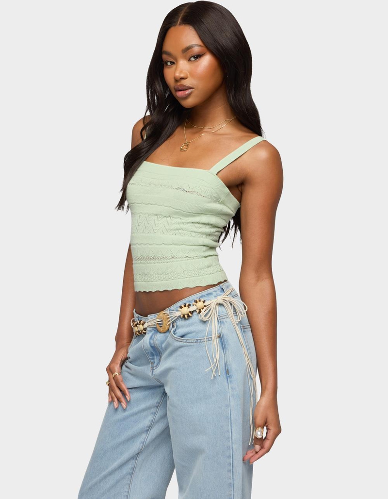 EDIKTED Naia Pointelle Knit Tank Top image number 1