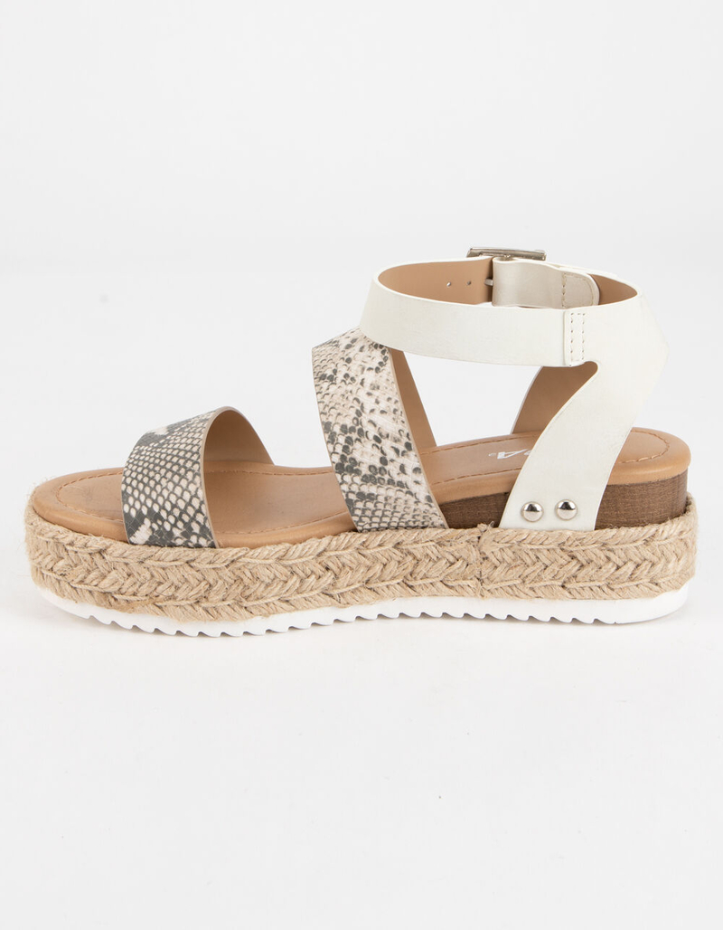 SODA Ankle Banded Womens Snake Espadrille Flatform Sandals image number 2