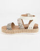SODA Ankle Banded Womens Snake Espadrille Flatform Sandals image number 3