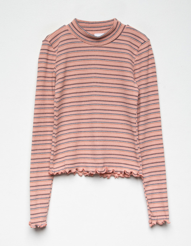 DESTINED Stripe Mock Neck Coral Girls Top image number 0