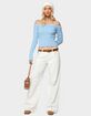 EDIKTED Taniza Off Shoulder Cable Knit Sweater image number 5