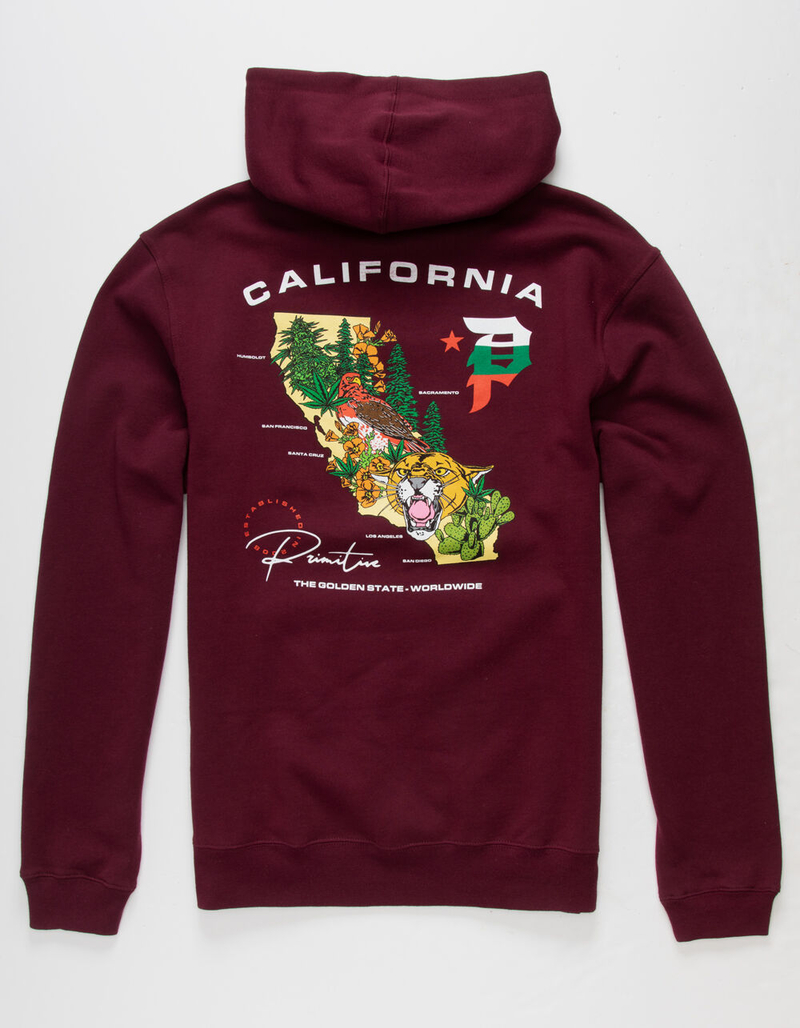 PRIMITIVE Golden State Fleece Mens Burgundy Hoodie image number 0