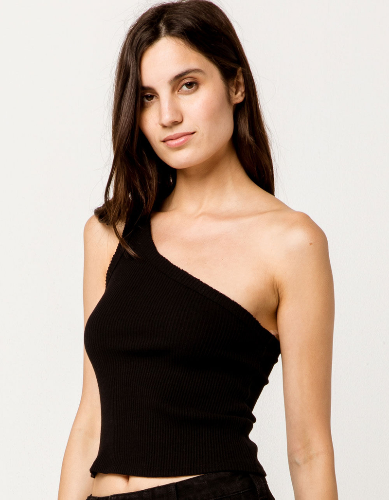 3 GIRLS CLOTHING One Shoulder Black Womens Tank Top image number 0