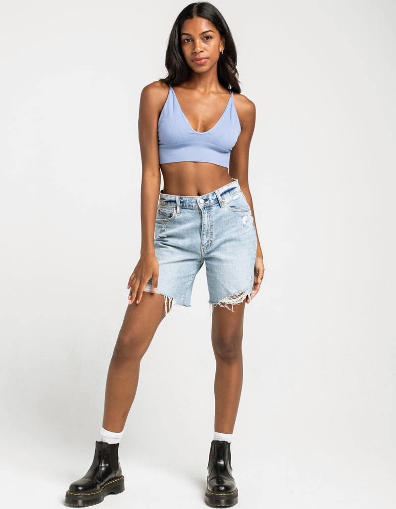 FULL TILT  Deep V Double Strap Medium Blue Bralette image number 4