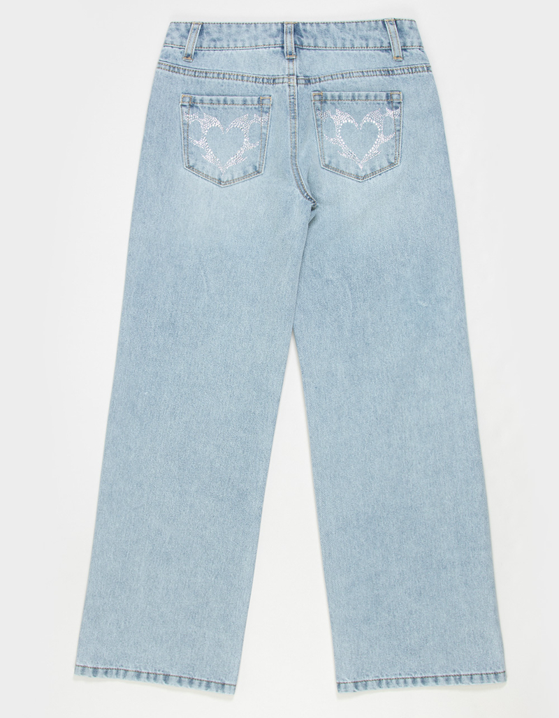 RSQ Girls Low Rise Heart Pocket Wide Leg Jeans image number 1