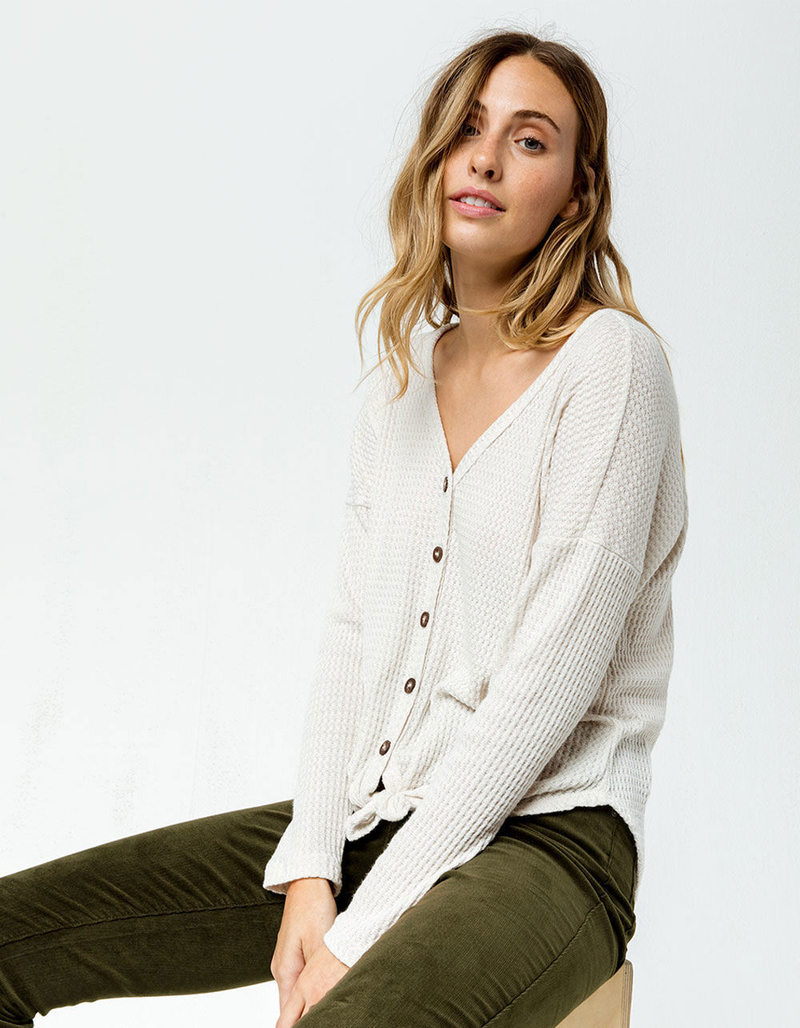 SKY AND SPARROW Tie Front Stone Womens Thermal image number 1