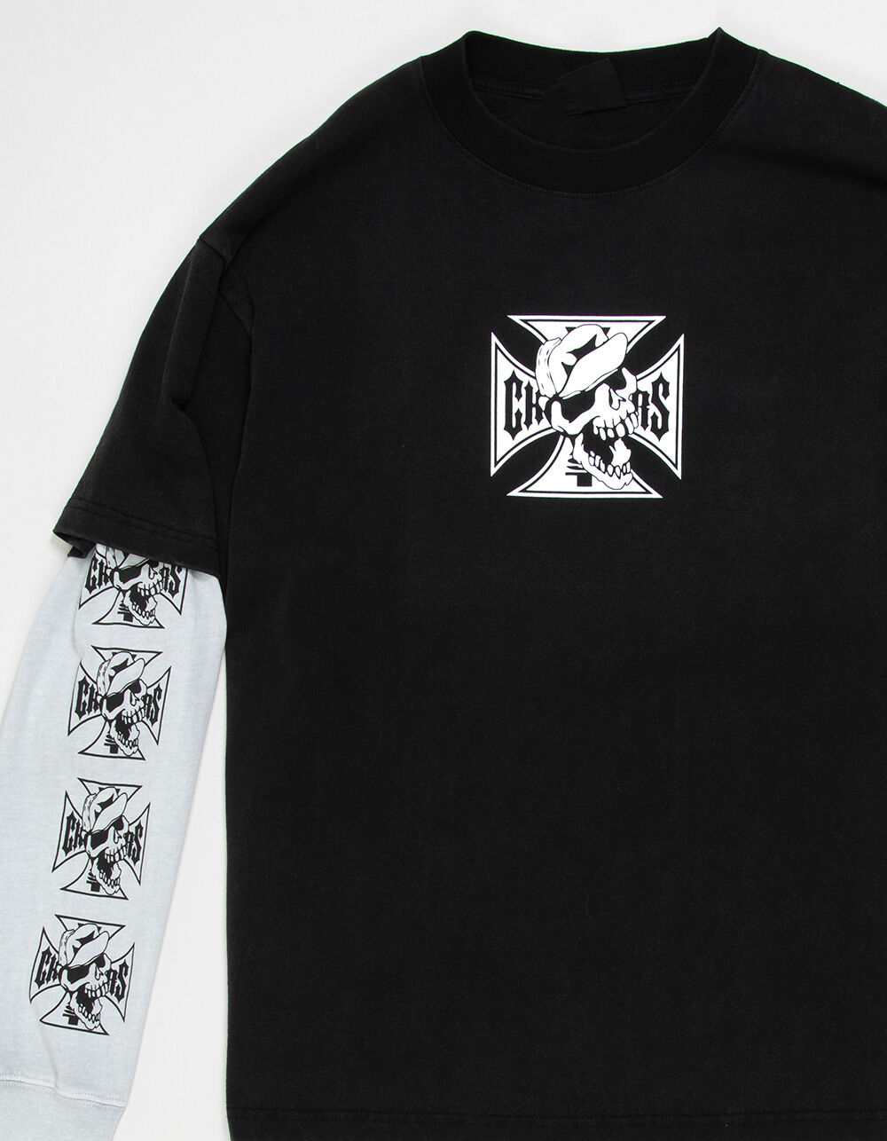 WEST COAST CHOPPERS Skeleton Moto Mens Long Sleeve 2fer Tee
